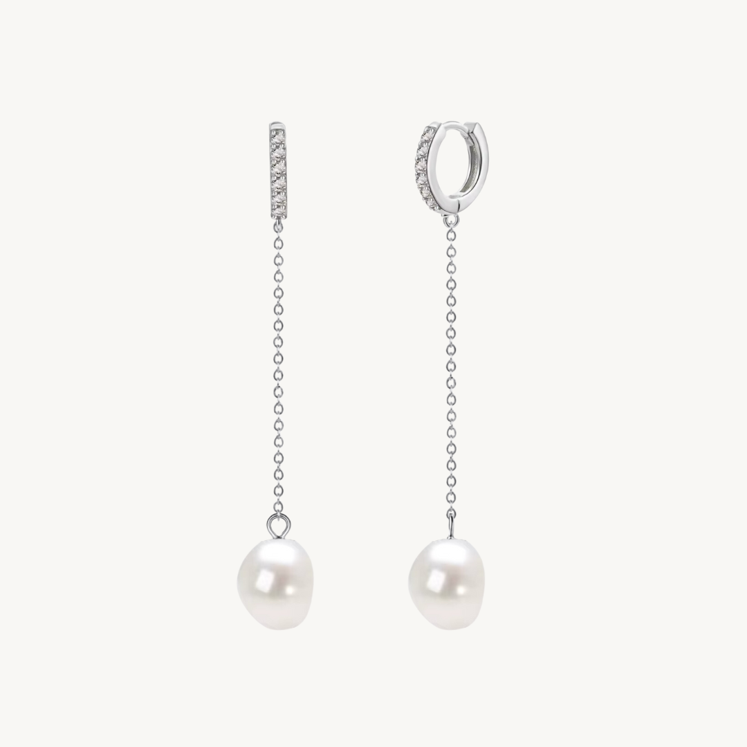 Bollicine Freshwater Pearl Silver Earrings | Stainless Steel