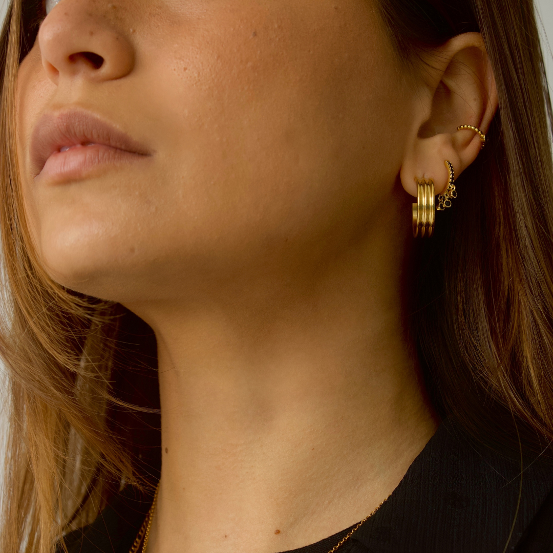 LOYAL RIDGE GOLD EARRINGS - levion.jewelry