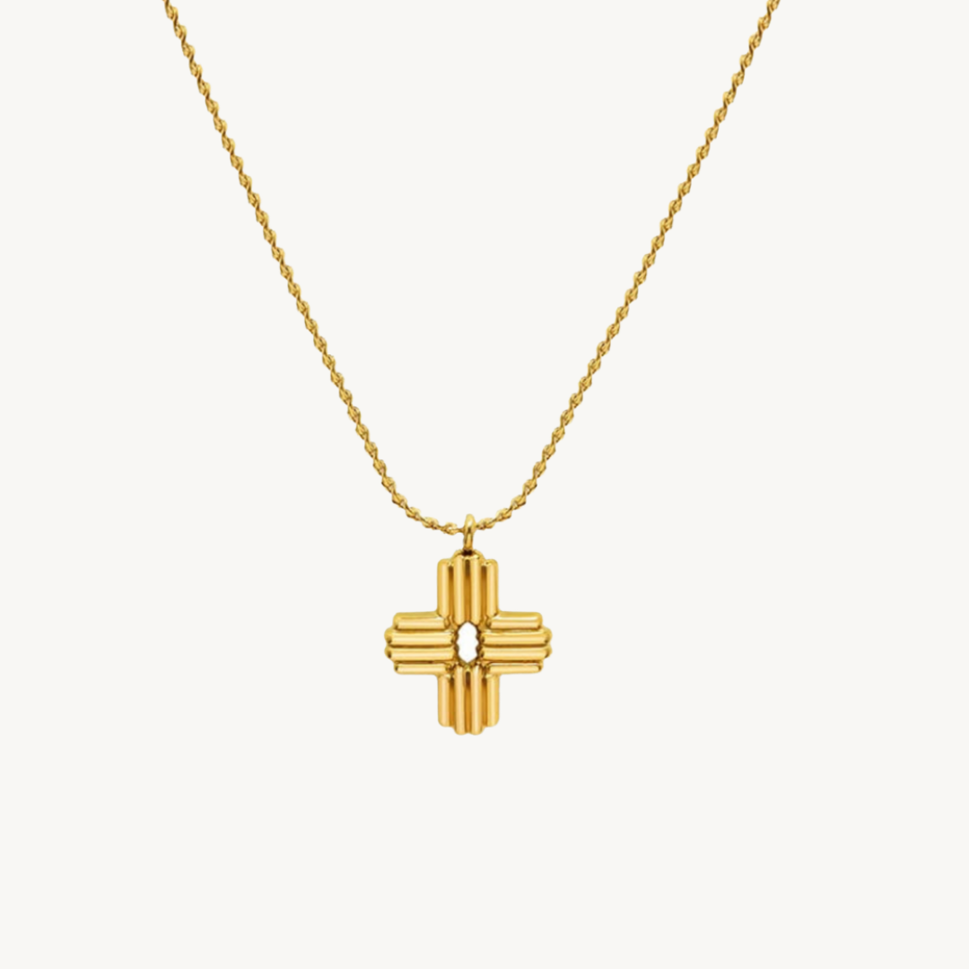 A & Ω RIDGE CROSS CHARM NECKLACE - levion.jewelry