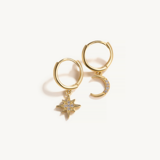 STAR & MOON GEMSTONE EARRINGS - levion.jewelry