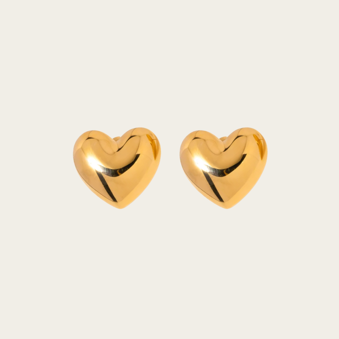 Passionate Love Heart Gold Earrings | 18k Gold Plated