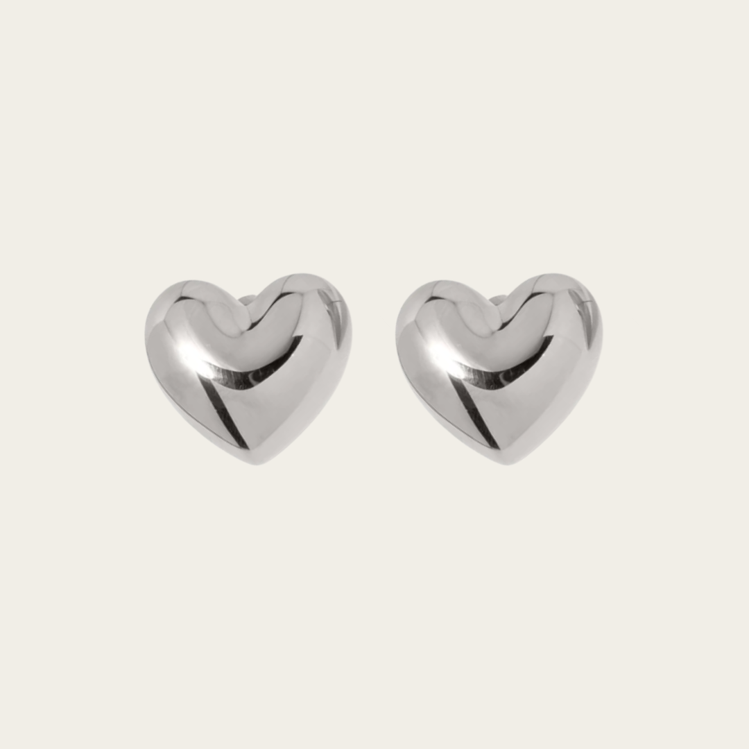 Passionate Love Heart Silver Earrings | Stailess Steel