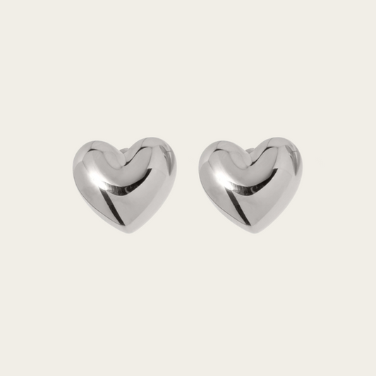 Passionate Love Heart Silver Earrings | Stailess Steel