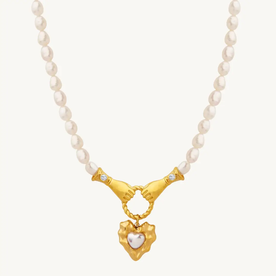 LA CINTA SEED HEART PEARL NECKLACE - levion.jewelry